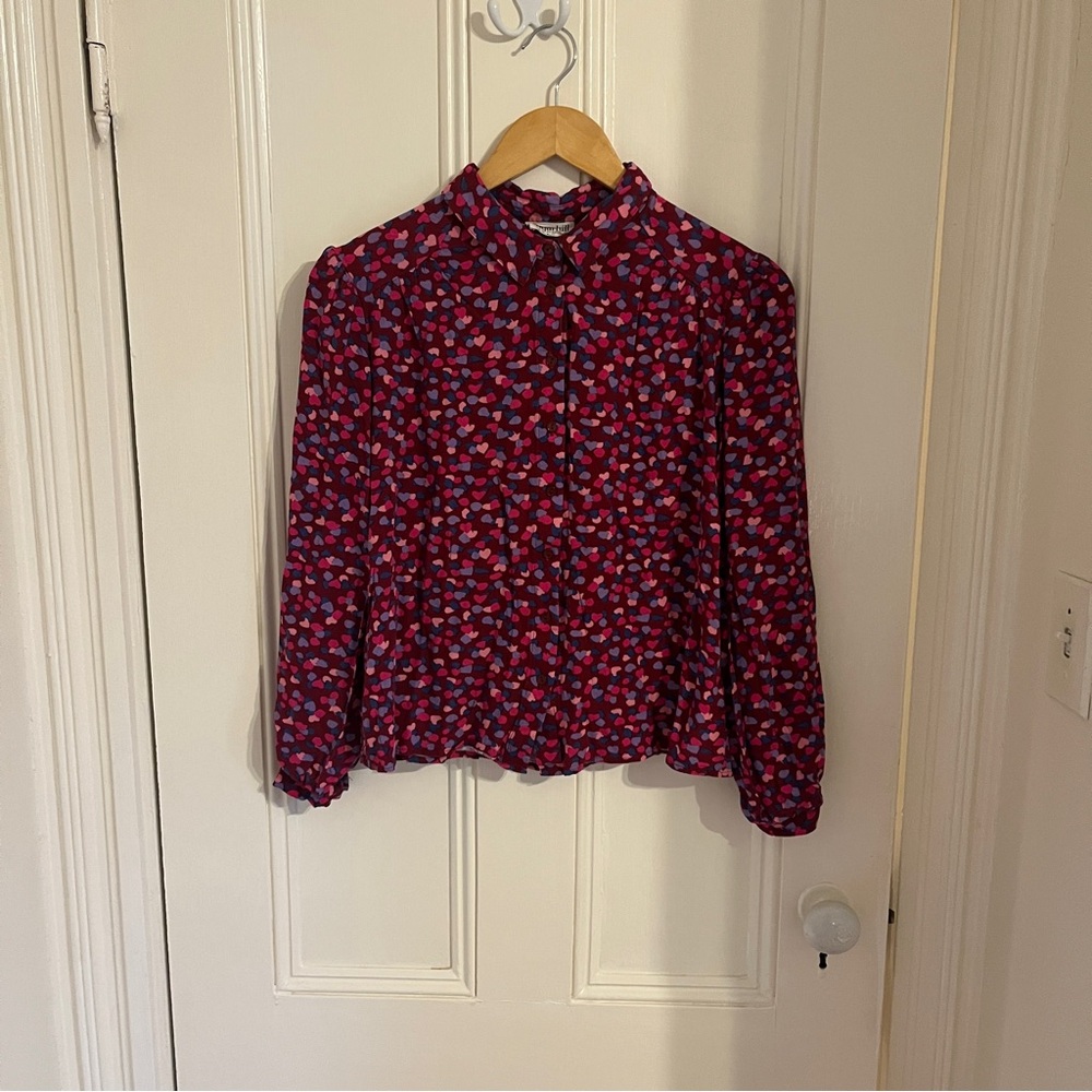 Sugarhill Brighton Like New Heart Button Up Long Sleeve Shirt Size US 10